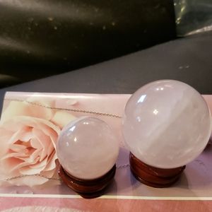 2 rose⚘quartz spheres